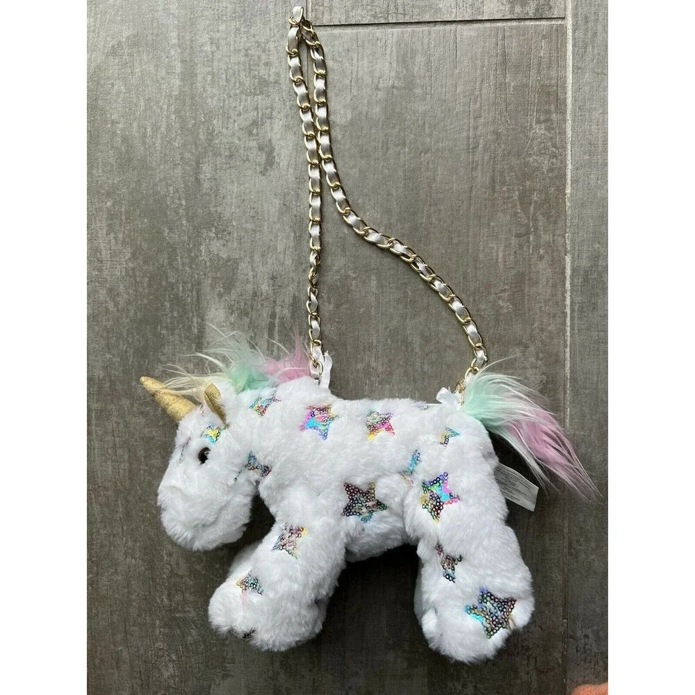 Unicorn Plush Purse Handbag White Rainbow Toddler Girls Gift Crossbody Bag Soft